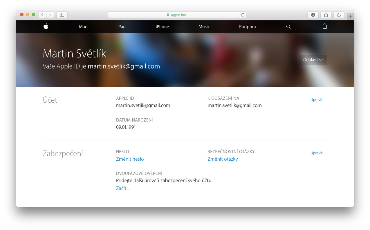 Správa Apple ID