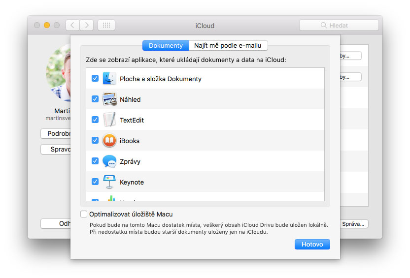 Nastavení iCloud Drive
