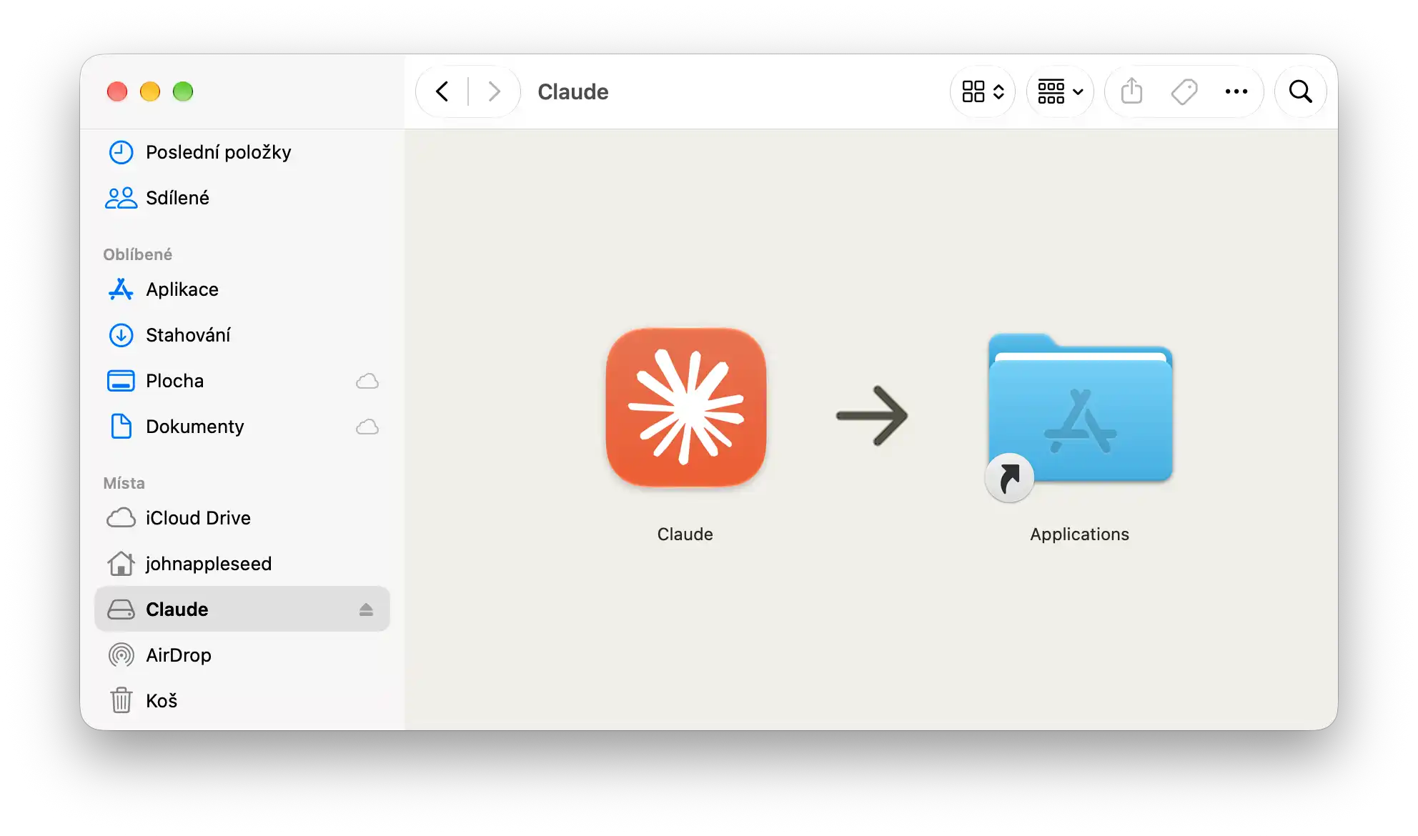 Instalace aplikace Claude ve Finderu